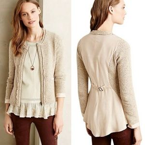 Anthropologie Envalira Zip Jacket Tweed Cardigan